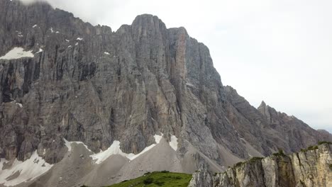 Massive-mountain-ridge-when-the-snow-has-melted,-in-the-Italian-alps,-Alleghe