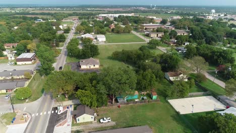 Aerial-flight-over-the-city-of-Quinlan-Texas