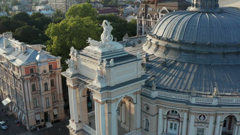 Aerial-dolly-out-shot-of-the-Odessa-Opera-and-Ballet-Theater-building