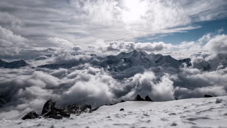Timelapse-winter-scenery-with-moving-clouds-and-blue-sky