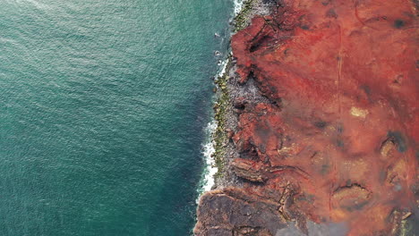 Lava-Covered-Shore-In-Western-Islands,-Iceland---Aerial-Drone-Shot