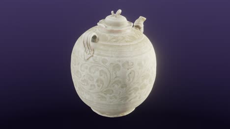 Vietnamese-Celadon-Ewer-and-Cover,-13th---14th-C-CE,-now-in-the-collection-of-the-Minneapolis-Institute-of-Art,-cg,-camera-orbits