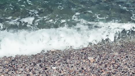 Waves-on-a-Normandy-Beach,-France.-Slow-motion