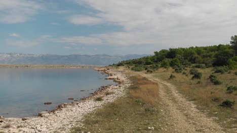 Aerial-of-a-wild-Dalmatian-coast-in-Zadar-region
