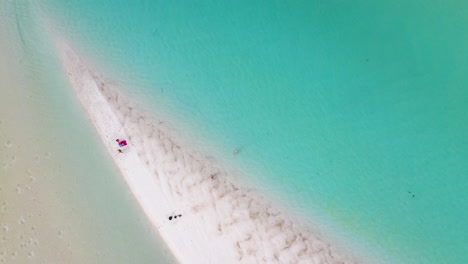 Aufsteigende-Drohnenaufnahme-Von-Menschen-Am-Wunderschönen-Sandstrand-Von-Whitehaven-Beach,-Whitsunday-Island,-Australien
