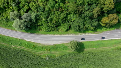Aerial-clip-of-cars-driving-on-the-road