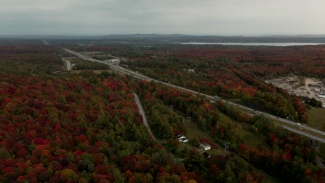 Eastern-Townships,-Quebec-Canada---Wonderful-View-Of-Autumn-Trees---Perfect-for-Summer-Destination---Aerial-Shot