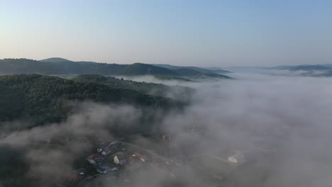 Aerial-view-of-foggy-town