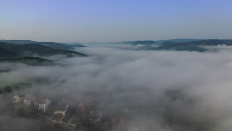 Aerial-view-of-foggy-forest