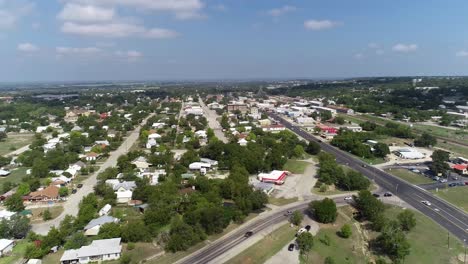 Aerial-video-of-the-town-of-Goldthwaite-in-Texas-flying-north