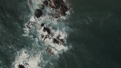 Aerial-birds-eye-view-of-rocky-coastline
