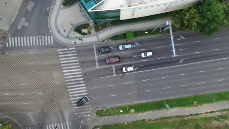 Aerial-View-of-a-Hungary-City-traffic-in-summer