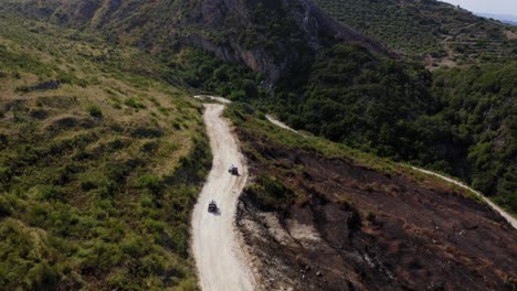 Off-Roading-In-The-Mountains-on-a-Gravel-Path-Aerial