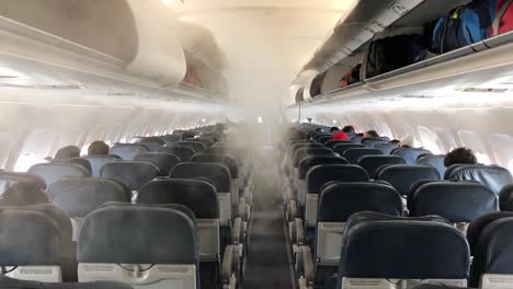 View-of-a-plane's-corridor-full-of-fog