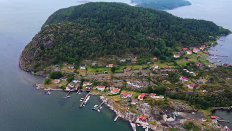 Flyover-The-Magnificent-Island-View-Of-Lilla-Brattön,Sweden---aerial-shot