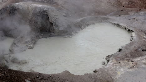 Ursprünglich-Aussehendes,-Kochend-Heißes-Geothermisches-Wasser-Mit-Dampf,-Der-Aus-Einer-Heißen-Quelle-Im-Yellowstone-Nationalpark-Aufsteigt