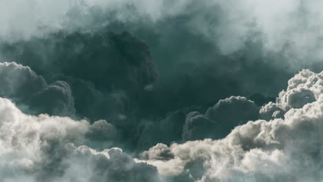 Perspektive,-Zeitlupen-Kumuluswolken-Und-Gewitter,-Die-über-Den-Himmel-Zucken