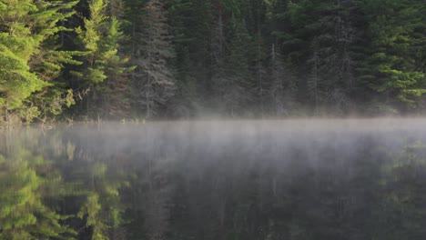 Dampf-Auf-Einem-Ruhigen-See-Bei-Sonnenaufgang-Im-Wunderschönen-Algonquin-Provincial-Park