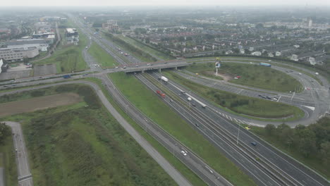 High-aerial-of-traffic-driving-on-highway