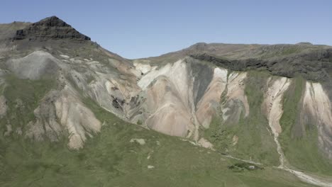 Aerial-of-mountain-slope-with-different-colors-from-variety-of-earth-minerals