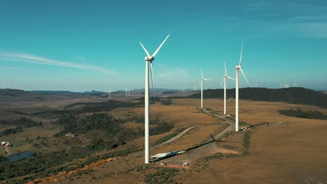 Several-wind-turbine-generators-located-in-Santa-Catarina,-Brazil