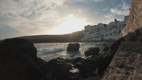 Wide-angle-view-of-Gran-Canaria-town-at-the-shoreline