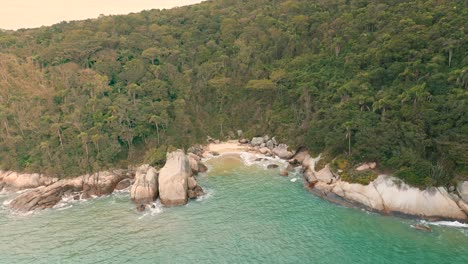 Brazilian-secret-paradise-beach-aerial-view-located-in-Santa-Catarina,-Brazil