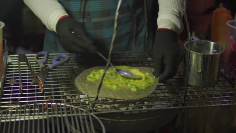 Close-up-Vietnamese-pancake-start-to-make