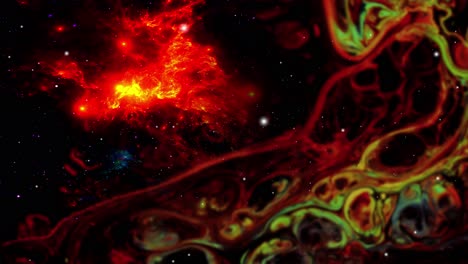 Nubes-Nebulosas-Rojas-En-El-Espacio-Oscuro