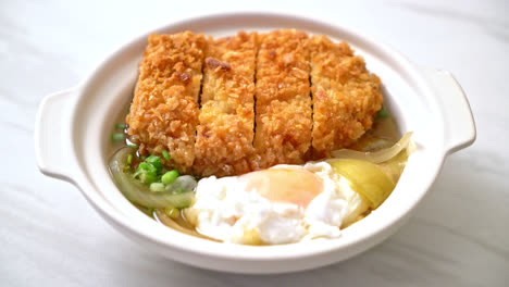Japanese-fried-pork-cutlet-with-onion-soup-and-egg---Asian-food-style