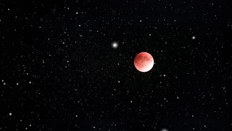 Luna-Roja-O-Luna-De-Sangre-Tachonada-De-Estrellas-En-El-Espacio,-El-Universo