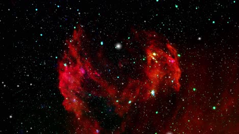 Rote-Nebelwolken-Mit-Sternen-Im-Kosmos,-Weltraum