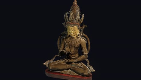Buda-Amoghasiddhi-Tibetano-De-Bronce,-órbitas-De-La-Cámara,-Cg