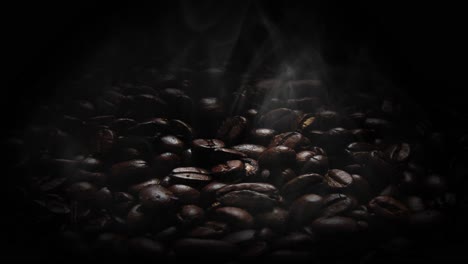 coffee-beans-that-are-still-hot,-with-the-smoke-from-the-coffee-beans
