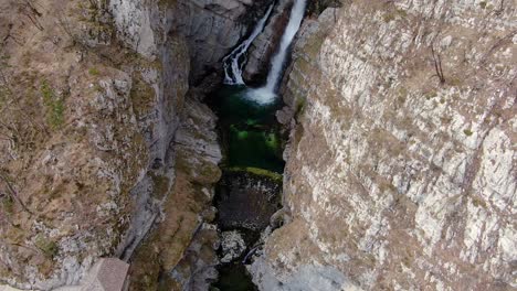 Hidden-cliff-Savica-Bohinj-Slovenia-waterfalls-aerial-reveal