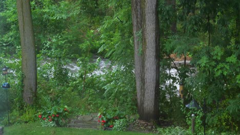 River-Creek,-Der-An-Regnerischen-Tagen-Wütend-Fließt---Sich-Schnell-Bewegendes-Wasser