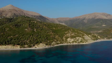 Beautiful-panoramic-seaside-with-mountains-and-hills-surrounded-by-blue-azure-Mediterranean-sea