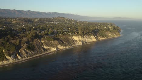 4K-Aerial:-Beautiful-Cliffs-Meet-Ocean-along-California's-Pacific-Coast-Highway-1,-Santa-Barbara