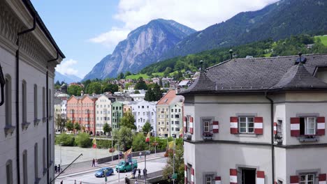 Beautiful-Innsbruck-Old-Town-Mountain-View-with-Bridge-and-River-Inn