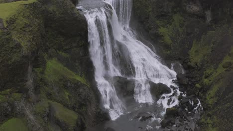 Pristine-Water-Flowing-And-Cascading-Down-The-Fagrifoss-Waterfall-In-Southeast-Iceland