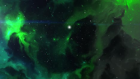Nebulosa-Verde-En-El-Espacio-Oscuro-Del-Universo-Estelar,-Cosmos