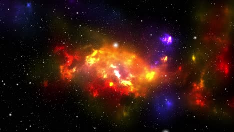 El-Movimiento-De-Las-Coloridas-Nubes-Nebulosas-En-El-Universo-Repleto-De-Estrellas,-El-Cosmos