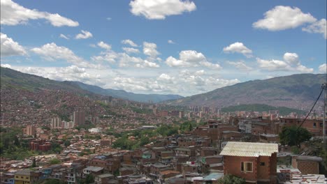 4K-Wide-landscape-timelapse-shot-of-the-city-of-Medellin,-Colombia-in-South-America