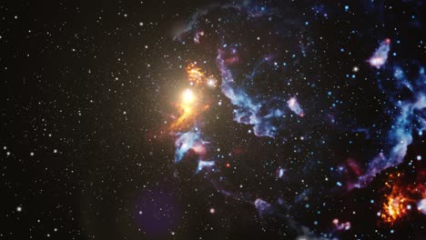 Nebel-Und-Die-Strahlen-Eines-Der-Sterne-Im-Mit-Sternen-übersäten-Universum,-Dem-Kosmos