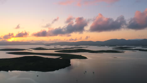 Amazing-aerial-footage-of-Clew-Bay-at-sunset,-located-on-the-west-coast-of-ireland
