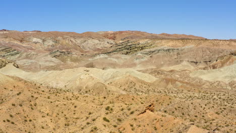 Slow-pullback-view-of-the-layers-of-earth-and-different-colours-of-the-Rainbow-Basin-the-Mojave-Desert