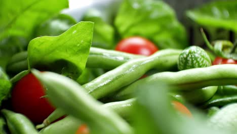 Shallow-focus-healthy-fresh-green-spinach-leaf-cucamelon-cherry-tomato-salad-bowl-closeup