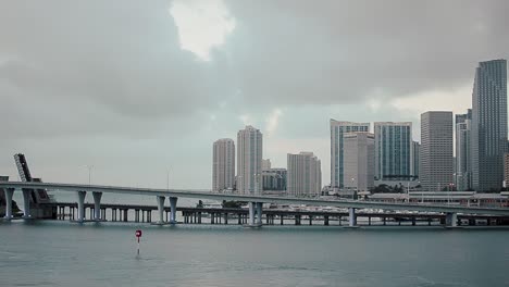 Miami-skyline-and-MacArthur-Causeway-at-dawn-as-seen-from-arriving-cruise-ship