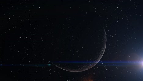 Destello-óptico-De-Luz-Y-Planetas-En-El-Espacio-Oscuro