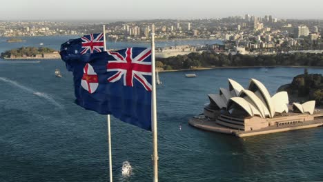 Australian-Flags-on-Sidney-Harbor-Bridge,-Australia